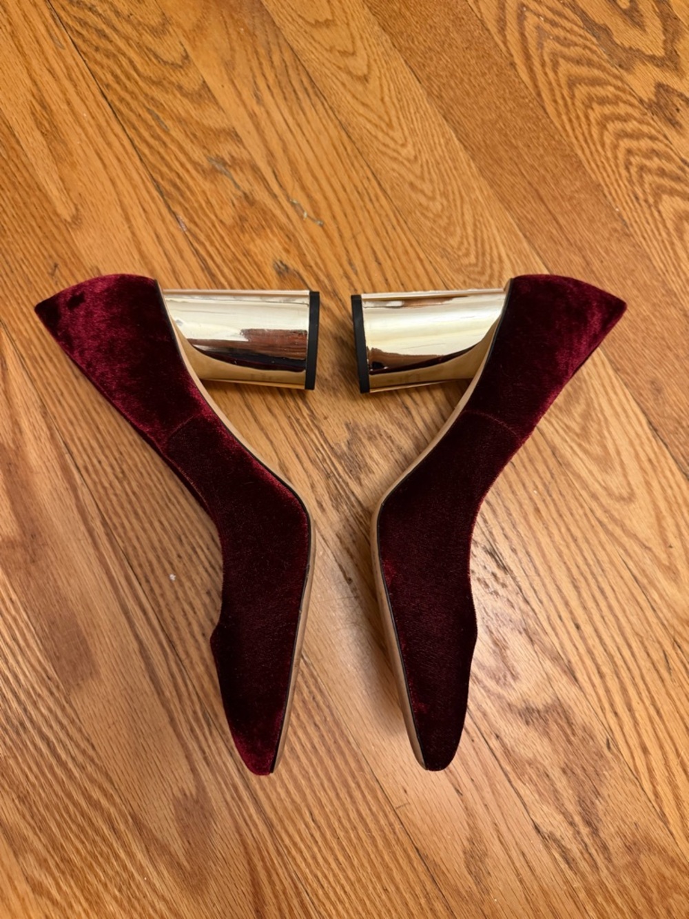 Kate Spade Burgundy Velvet Pink Rhinestone Encrusted Round-Toe Pumps - Picture 5 of 6